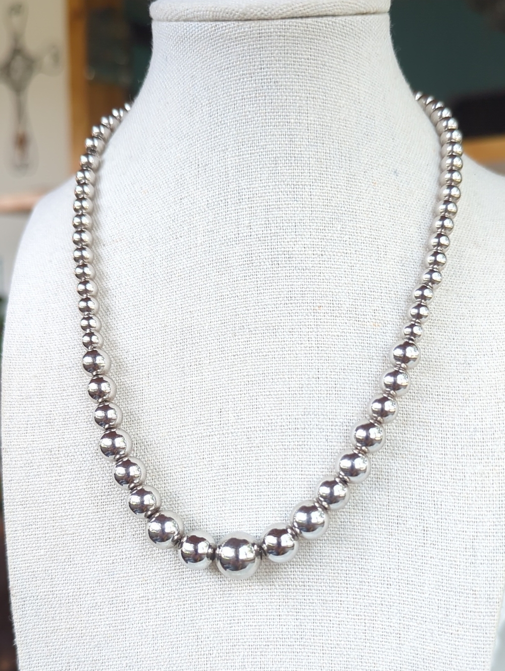 RCI Italy 925 Sterling Silver Beaded Necklace on Chain - 16"